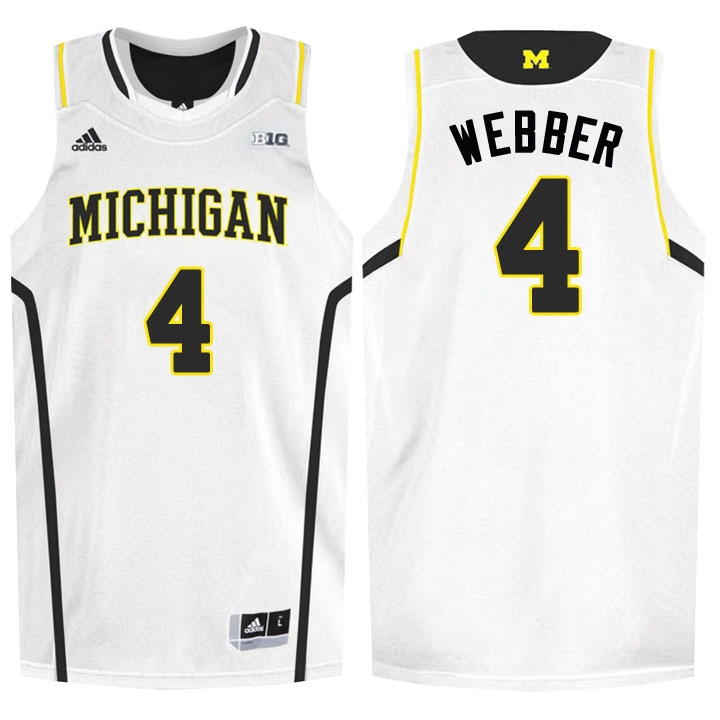 Michigan Wolverines Men's NCAA Chris Webber #4 White High-School NBA Player College Basketball Jersey ZIW6849PP